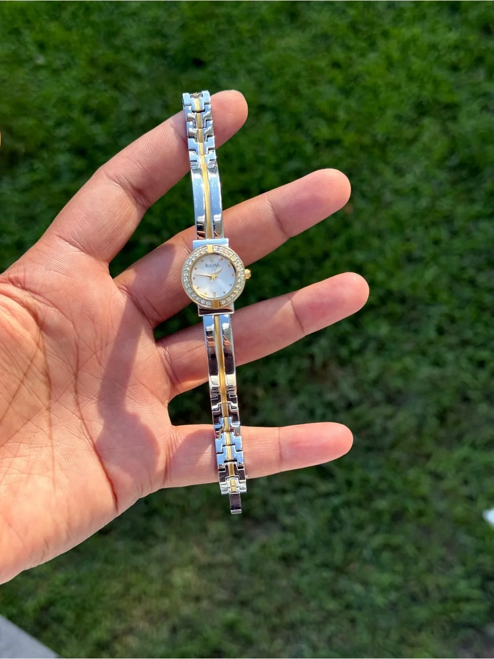 Bulova vintage Women's Two-Tone Crystal Accent Bracelet bangle  Watch